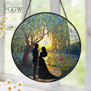 Weeping Willow Glass Suncatcher, Weeping Willow Window hangings for garden, Weeping Willow Suncatcher, House Decoration, Willow Tree Decor