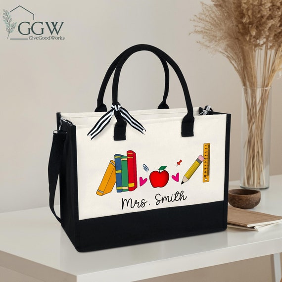 Personalized Teacher Tote Bag Custom Teacher Tote Bag Teacher Gift Graduation Gift tote Bag for School Teacher teacher Appreciation Gift Etsy