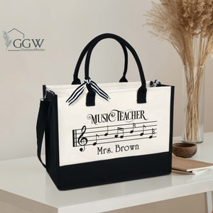 Personalized Music Teacher Tote Bag, Custom Music Bag, Piano Lesson Bag, Music Gifts, Music Lover Bag, Music Teacher Bag,Music Birthday Gift