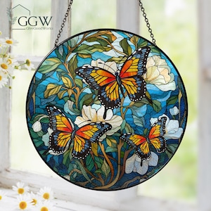 Monarch Butterfly Stained Glass Suncatcher, Butterfly Suncatcher, Stained glass Butterfly Decor, Butterfly Memorial Gift, Butterfly Lovers