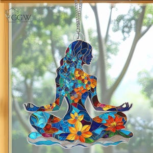 Yoga Sun Catcher, Yoga Ornament Decor, Namaste Yoga Decor, Meditation Suncatcher, Spiritual Healing Gift, Energy Healing, Namaste
