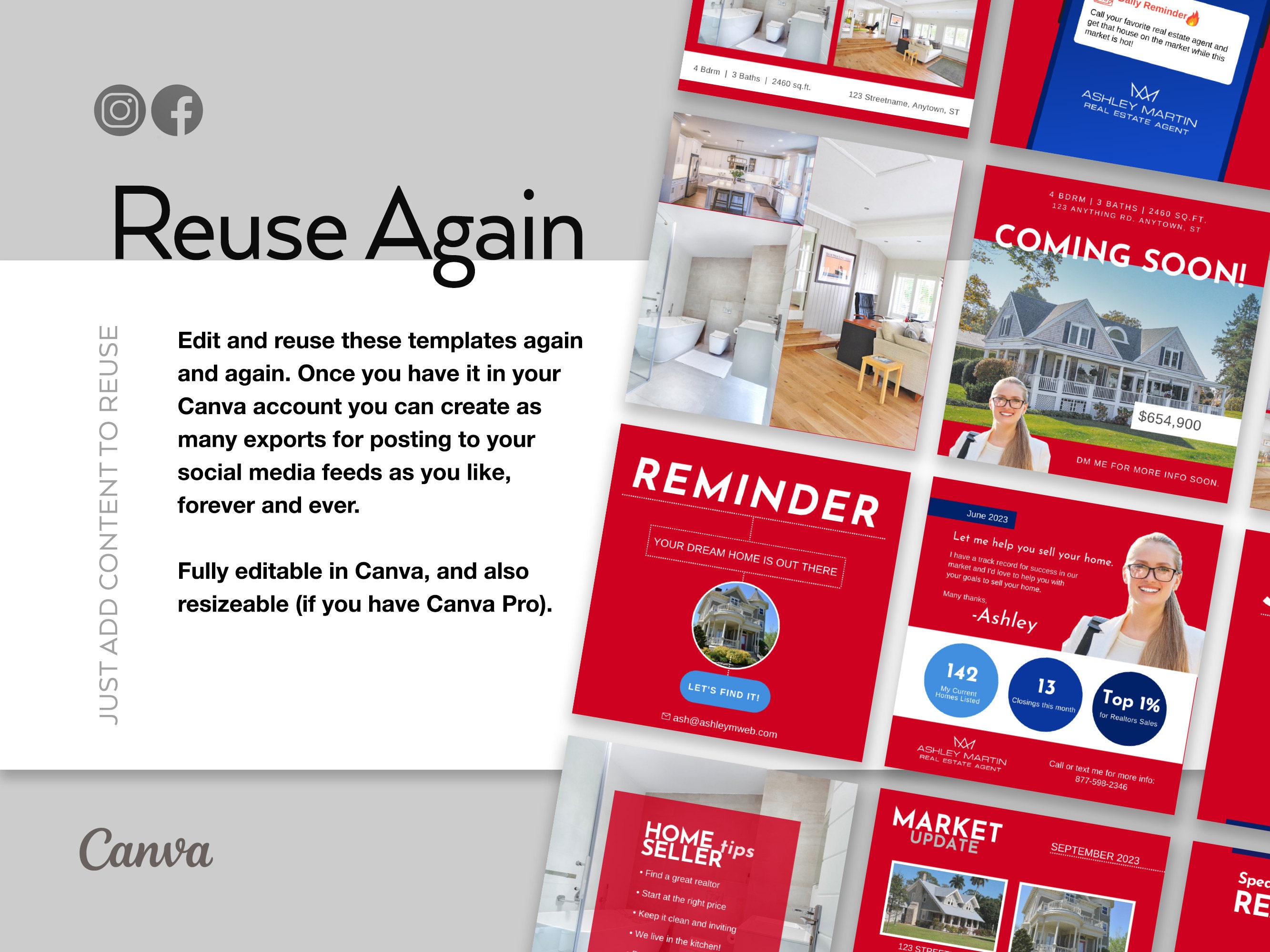 Red and Navy Blue Real Estate Instagram Story Post Highlights Icons in