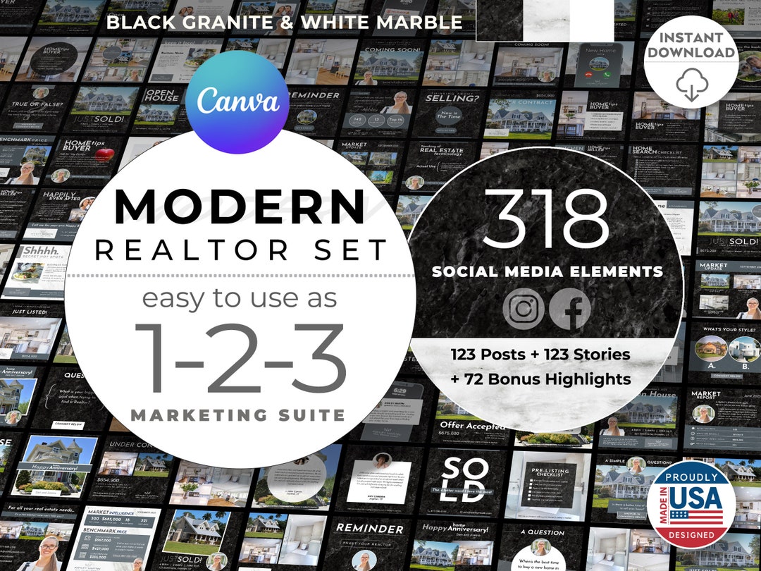 Black Granite Real Estate Instagram Posts Stories Highlights Icons in