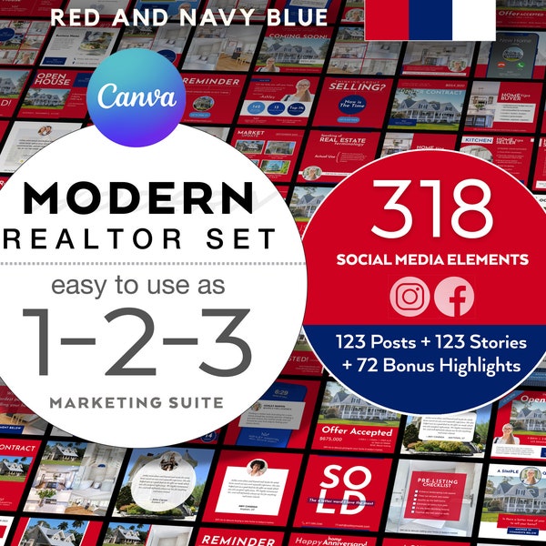 ReMax Red Real Estate Instagram Story + Post + Highlights Icons in Canva | Easy | Realtor Template | Real Estate Marketing Canva Templates