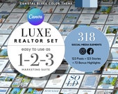 Ocean Blue Real Estate Canva Templates | 318 Social Media Posts, Stories, Icons