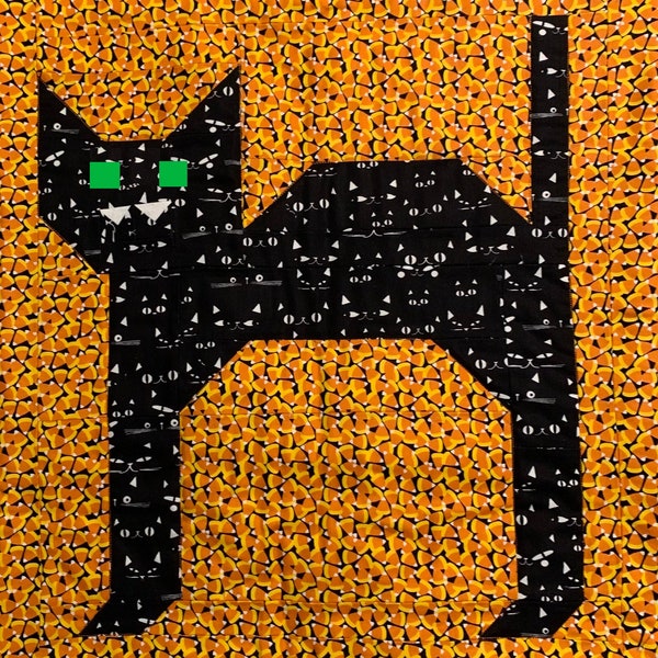 Halloween Cat Quilt Block Pattern