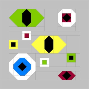 ハロウィンの目玉キルトブロックパターン