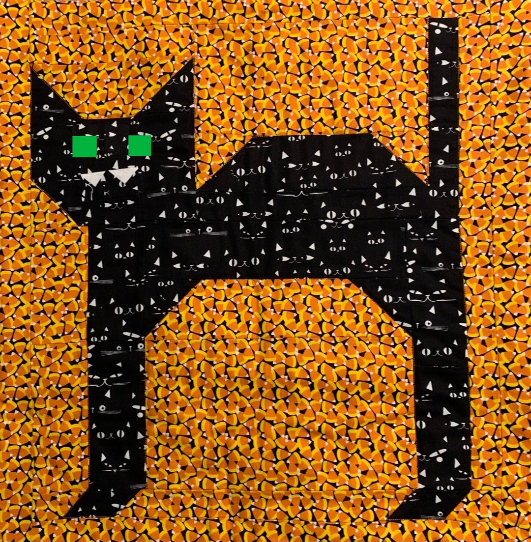 Halloween Cat Quilt Block Pattern Etsy