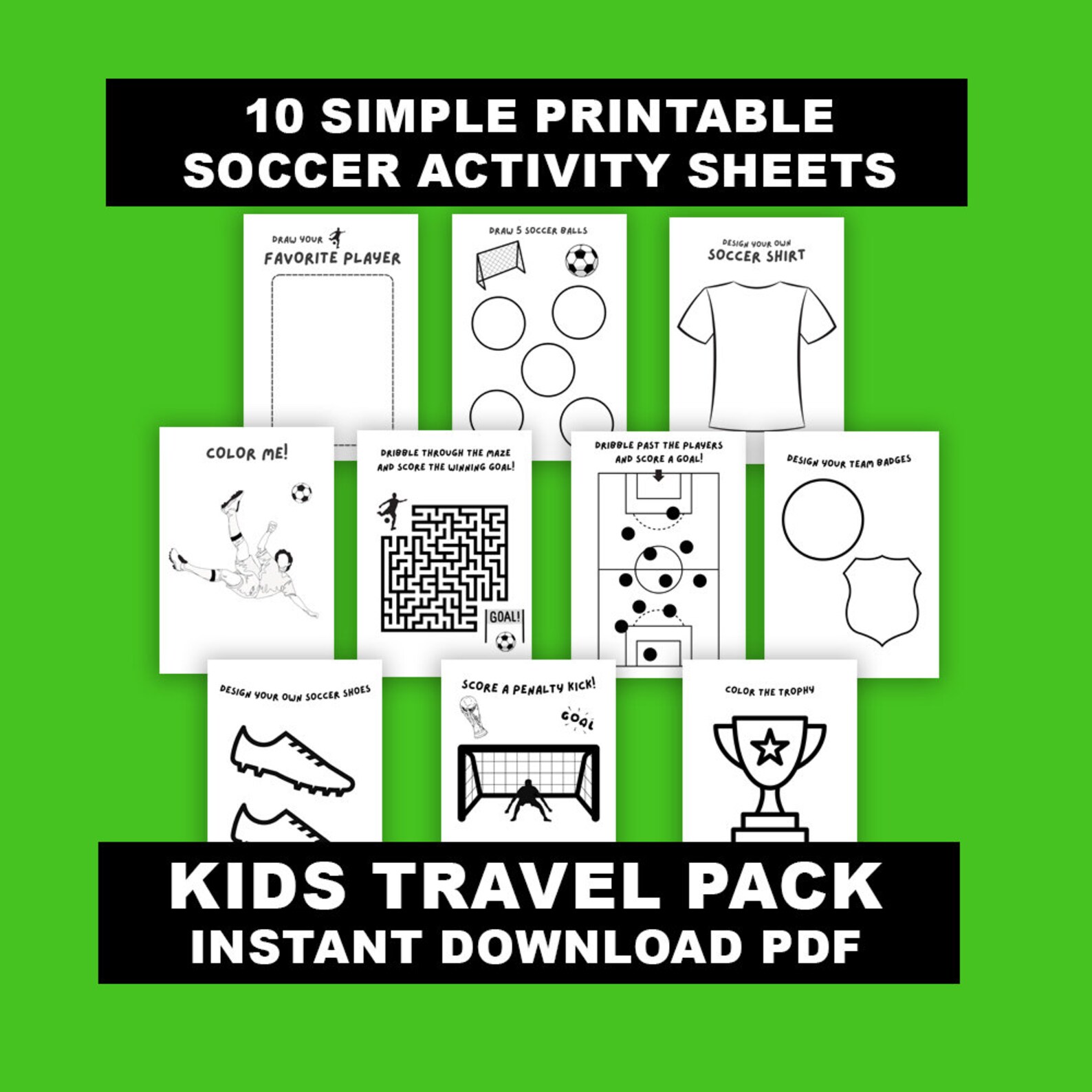 10 Simple Printable Kids Soccer Activity Sheets, Airport, Travel ...