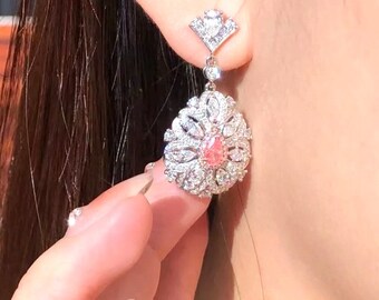 Colored Diamond Jewelry Earrings - Pink Diamond Earrings - Fancy Pink Diamond GIA Certified Earrings