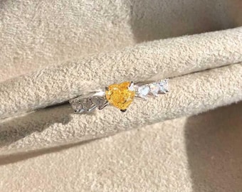 GIA 1.00ct Heart-Shaped Yellow Diamond Engagement Ring