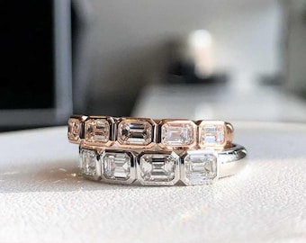 1ct Natural White Diamond Emerald Band Ring – Unisex