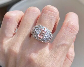 Lab-Grown Colored Diamond Ring – 1.58ct Center, Full Diamond Band, IGI-Certified, 18K Gold