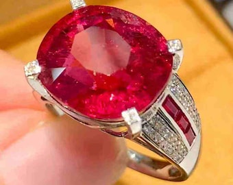 9ct Rubellite Tourmaline Ring in 18K Gold with 0.55ct Diamonds – Luxury Fine Jewelry Gift