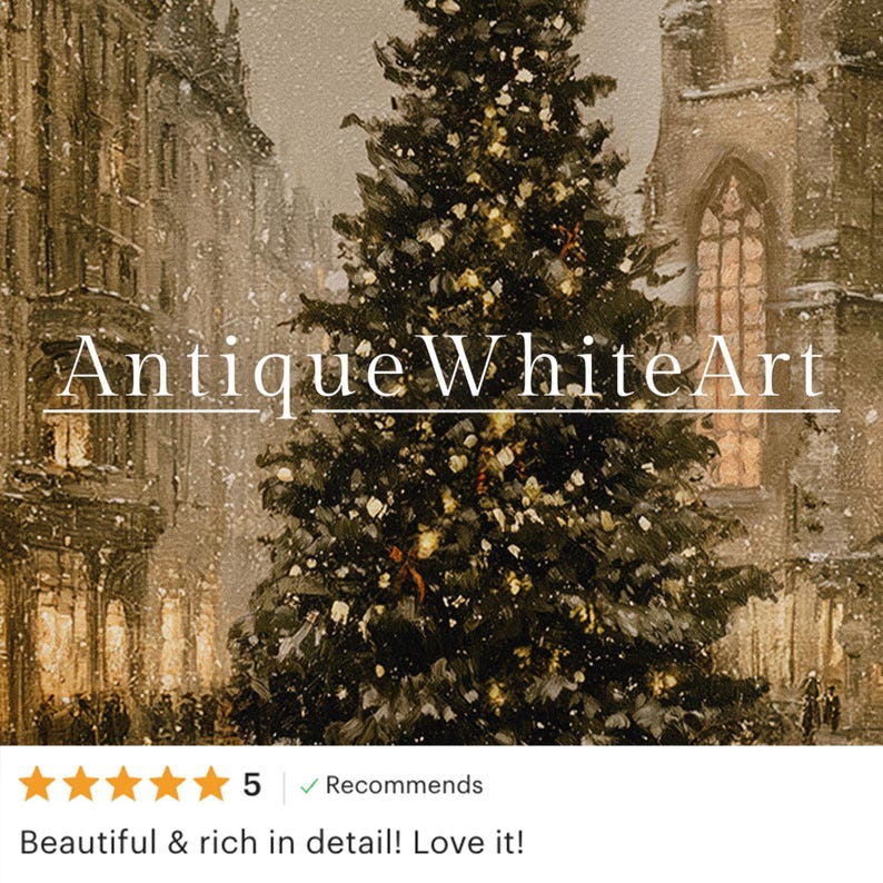 Vintage Christmas Tree: Winter Landscape Print, Rustic Farmhouse Decor ...