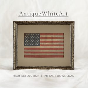 Printable American Flag Wall Art, Vintage 4th of July Print, Independence Day Painting, Patriotic Americana Wall Decor, Digital Print | A439
