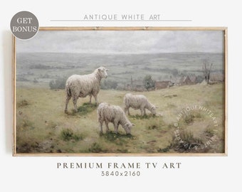 Spring Samsung Frame TV Art, Easter Sheep, Vintage Sheep Painting,  Cottagecore Landscape, Easter Farmhouse Decor, Digital Download | TV294