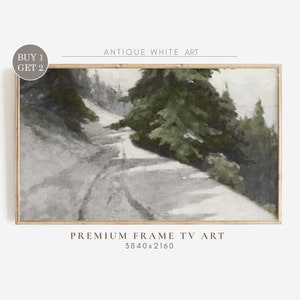 Cornice invernale innevata vintage per TV, paesaggio invernale in fattoria per TV, arte natalizia, download digitale, The Frame Tv Art / TV134