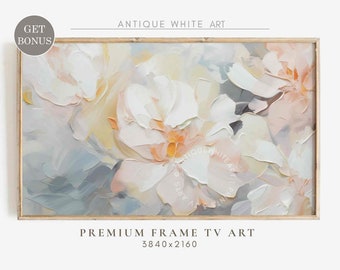 Frame TV Art Abstract Flower Oil Painting, Floral Art for Samsung Frame TV, Wildflower Art, Pastel Neutral Tones, Digital Download | TV109