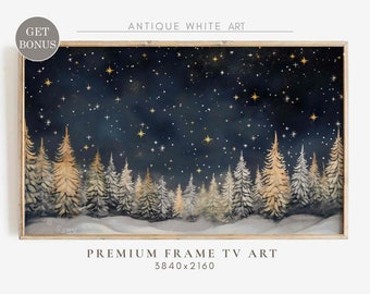 Christmas Frame TV Art, New Year TV Art, Festive Snowy Winter Art for TV, Holiday Rustic Farmhouse Decor, Year end Party Decor | WA48