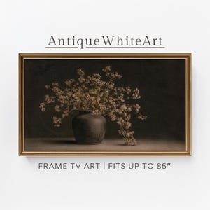 Rustic Fall Still Life Vase Painting for Samsung Frame TV, Digital Download, Vintage Moody Floral TV Art, Autumn Botanical Decor | TV692