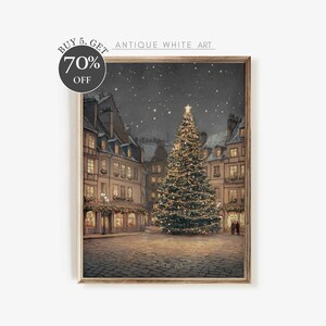 Printable Christmas Tree Print, Moody Winter Wall Art, Dark Farmhouse Christmas Decor, Christmas Tree Painting, Digital Download | W147