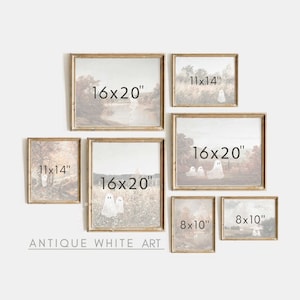 Cute Ghosts in Vintage Paintings, Printable Halloween Gallery Set, Halloween Decor, Farmhouse Gallery Wall Set, Downloadable Prints S36 image 2