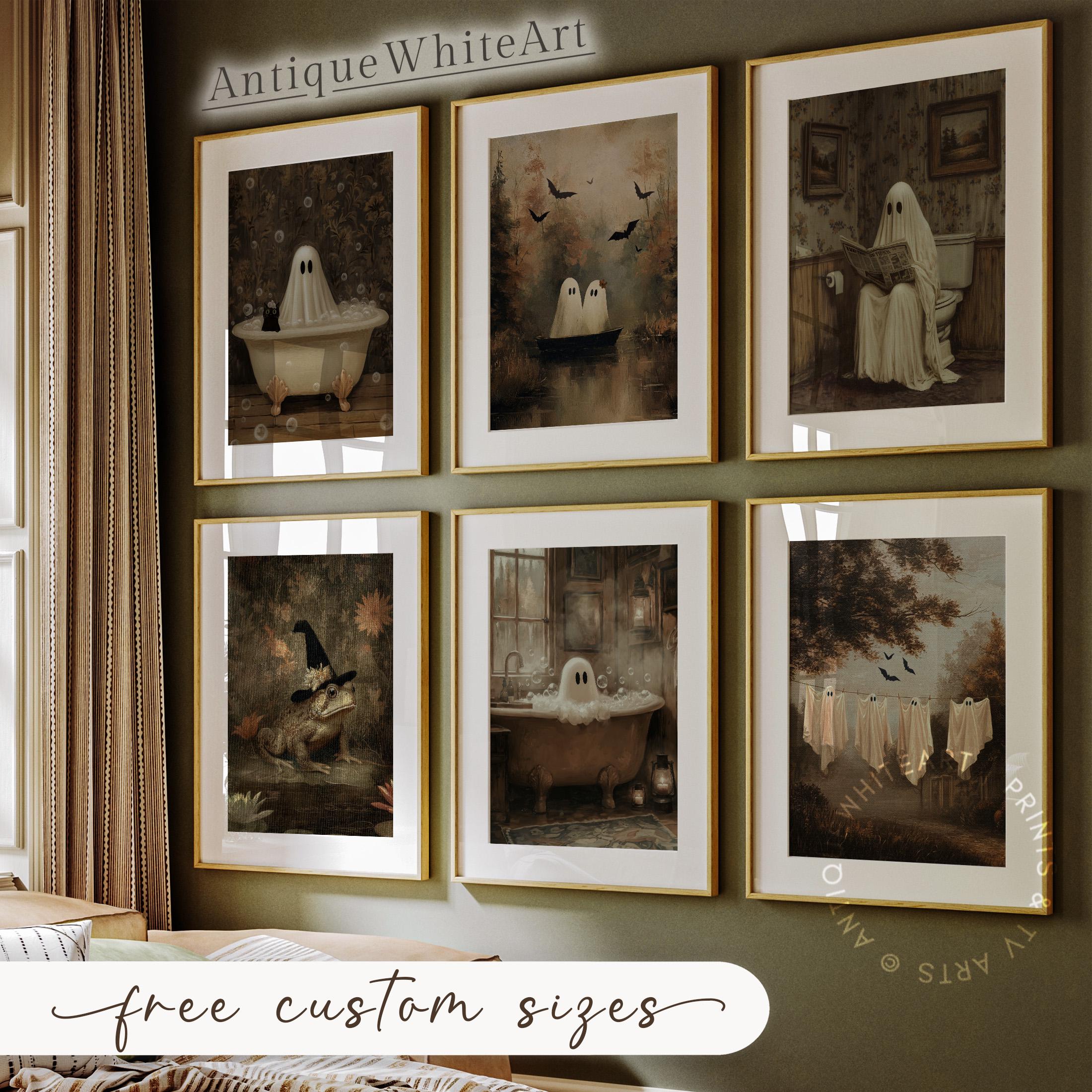 Printable Halloween Laundry & Bathroom Wall Art Set of 6, Fun Ghost ...