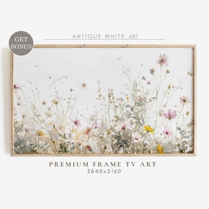 Samsung Frame TV Art, Spring Wildflower Field, Country Flowers Art, Warme Toon Wildflowers Art, Digitale Download Frame TV Art TV275 afbeelding 1