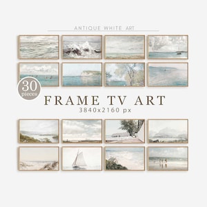 Neutral Summer Frame TV Art Set of 30, Frame TV Art Bundle, Coastal Paintings, TV Art Vintage Summer Collection, Summer Landscapes | TS03