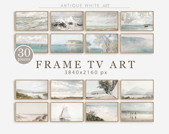 Neutral Summer Frame TV Art Set of 30, Frame TV Art Bundle, Coastal Paintings, TV Art Vintage Summer Collection, Summer Landscapes | TS03