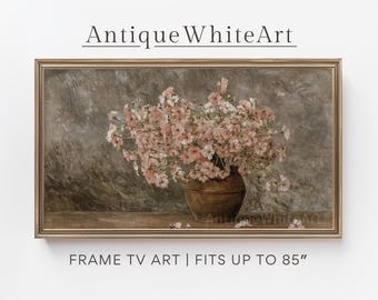 Arte para TV enmarcado, pintura al óleo floral vintage oscura, arte veraniego melancólico, botánica moderna de granja, arte para TV enmarcado con flores, descarga digital / TV618