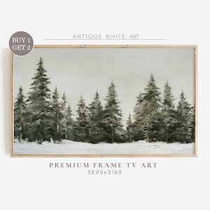 Winter Forest Painting Samsung Frame TV Art, Snowy Pine Trees Art for TV, Vintage Winter Landscape, Farmhouse Decor, Digital Download |TV172