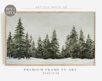 Winter Forest Painting Samsung Frame TV Art, Snowy Pine Trees Art for TV, Vintage Winter Landscape, Farmhouse Decor, Digital Download |TV172