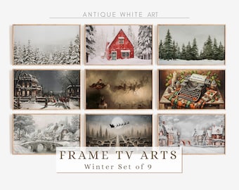 Christmas Frame TV Art Set, Farmhouse Winter, Holiday Arts, Christmas Decor, Vintage Winter Arts, TV Bundle, Samsung Frame TV Art Set | TS16