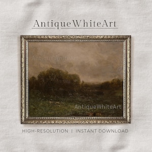 Fall Moody Landscape Print, Rustic Wall Art, Dark Muted Scenery Wall Art, Vintage Fall Painting Modern Farmhouse Decor Instant Download A425