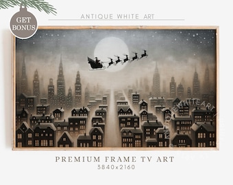 Vintage Christmas Samsung Frame TV Art, Santa’s Sleigh Art for TV, Farmhouse Painting, Christmas Wall Decor, Digital Download Art | TV206