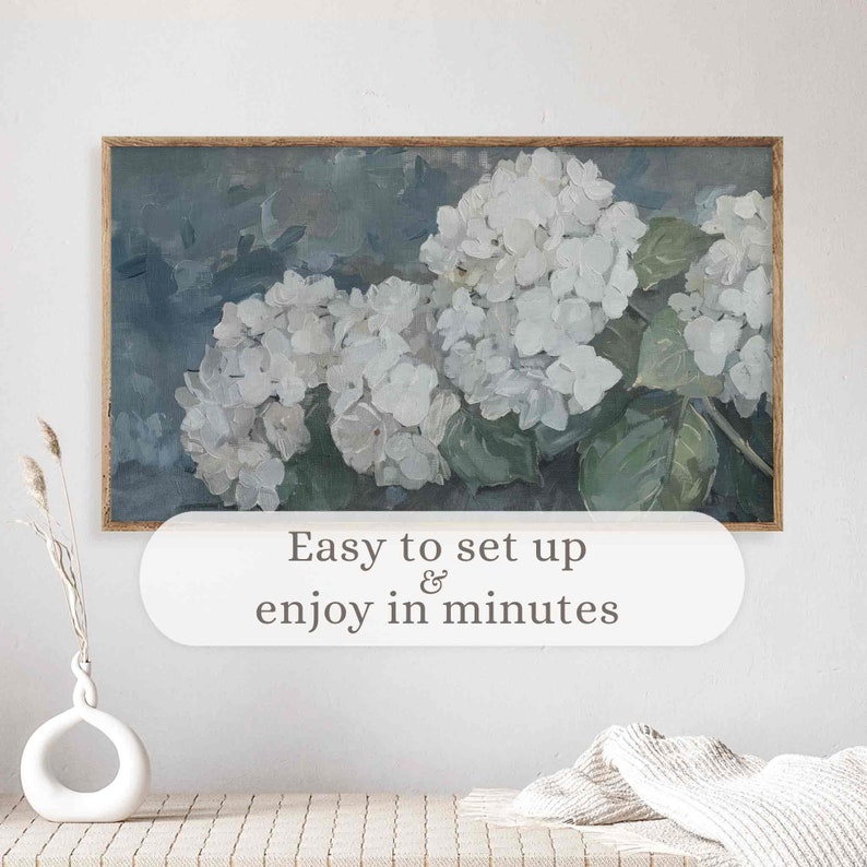 Samsung Frame TV Art, Vintage Summer Garden Flowers Painting, Hydrangea ...