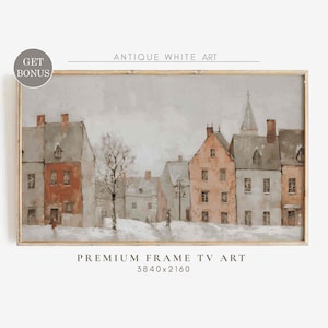 Winter Village Samsung Frame TV Art, Farmhouse Christmas Painting for TV, the Frame Tv Art, Festive Tv Art, Holiday Home Decor | WA51