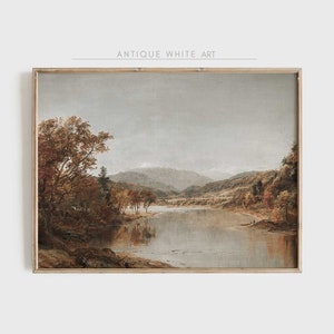Printable Vintage Autumn Painting, Moody Fall Landscape, Farmhouse Decor, Autumn Authetic Art, Earth Tone Painting, Digital Download | A72