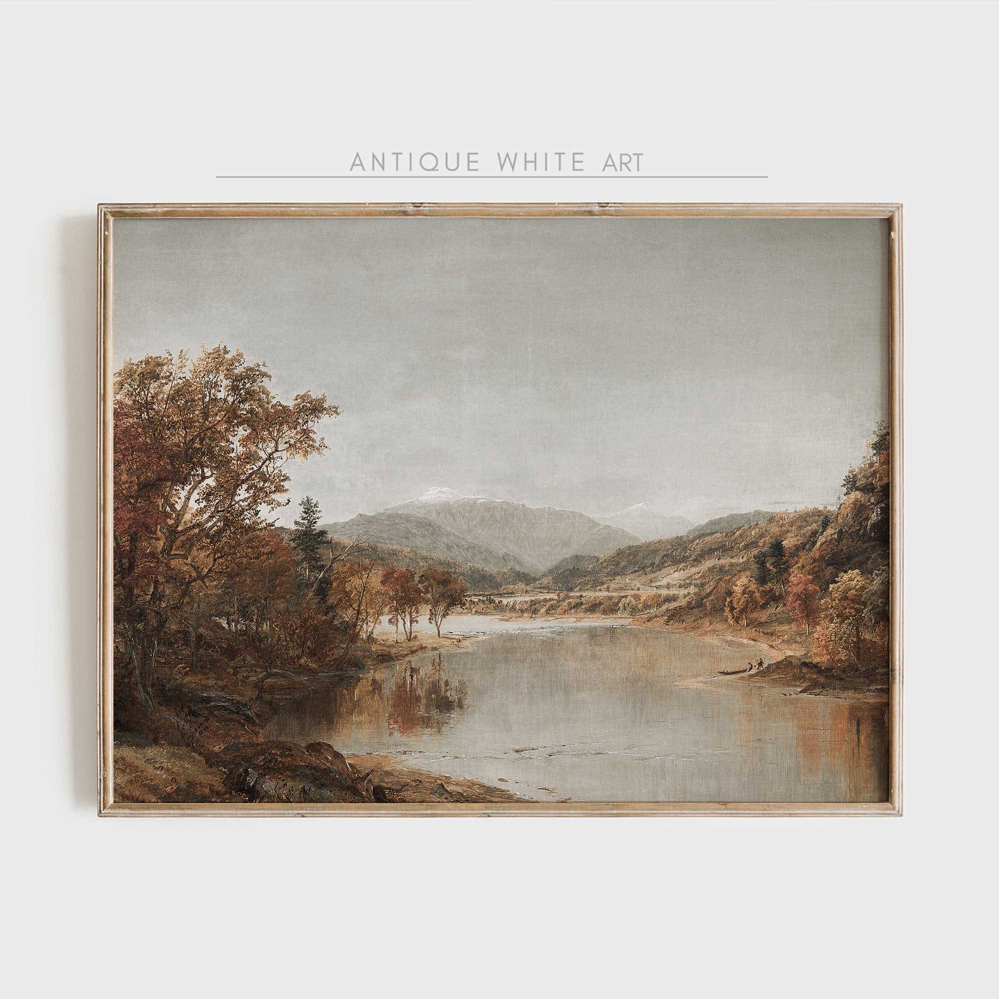 Printable Vintage Autumn Painting, Moody Fall Landscape, Farmhouse Decor, Autumn Authetic Art, Earth Tone Painting, Digital Download | A72