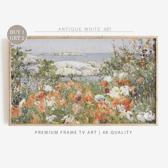 Samsung Frame TV Art, Spring Wildflower Field, Flower Meadow, Warm Tone Landscape, Country Painting, Digital Download Frame TV Art | TV36