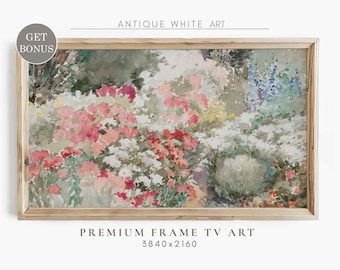 Samsung Frame TV Art, Vintage Abstract Flowers Painting For TV, Colorful Garden Art, Vivid Abstract Screensaver, Digital Download | TV361