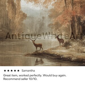 Printable Fall Wall Art, Fall Landscape Print, Deer Painting, Neutral Fall Decor, Seasonal Decor, Autumn Wall Art, Digital Download | A469 image 3