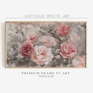 Floral Frame TV Art, Abstract Spring TV Art, Roses Painting, Spring Flowers TV Screensaver, Warm Tone Art for Tv, Digital Download | TV559