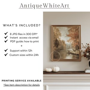 Printable Fall Wall Art, Fall Landscape Print, Deer Painting, Neutral Fall Decor, Seasonal Decor, Autumn Wall Art, Digital Download | A469 image 2