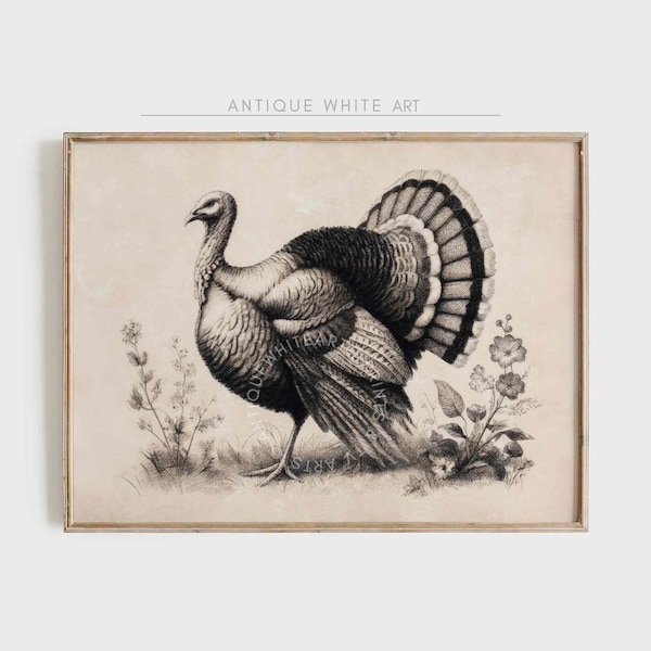 Thanksgiving Wall Art, Turkey Painting, Instant Download, Farmhouse Print, Thanksgiving Print, Autumn Painting, Downloadable Art | W97