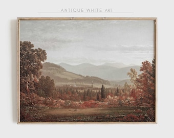 Impresión de paisaje otoñal melancólico, arte mural otoñal vintage, decoración rústica de granja, impresión digital otoñal, paisaje otoñal, pintura en tonos tierra / A61