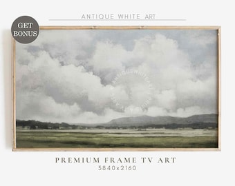 Samsung Frame TV Art, Summer Scenery Screensaver, Vintage Country Field Landscape, Clouds Painting,   Farmhouse Decor Digital Download TV397