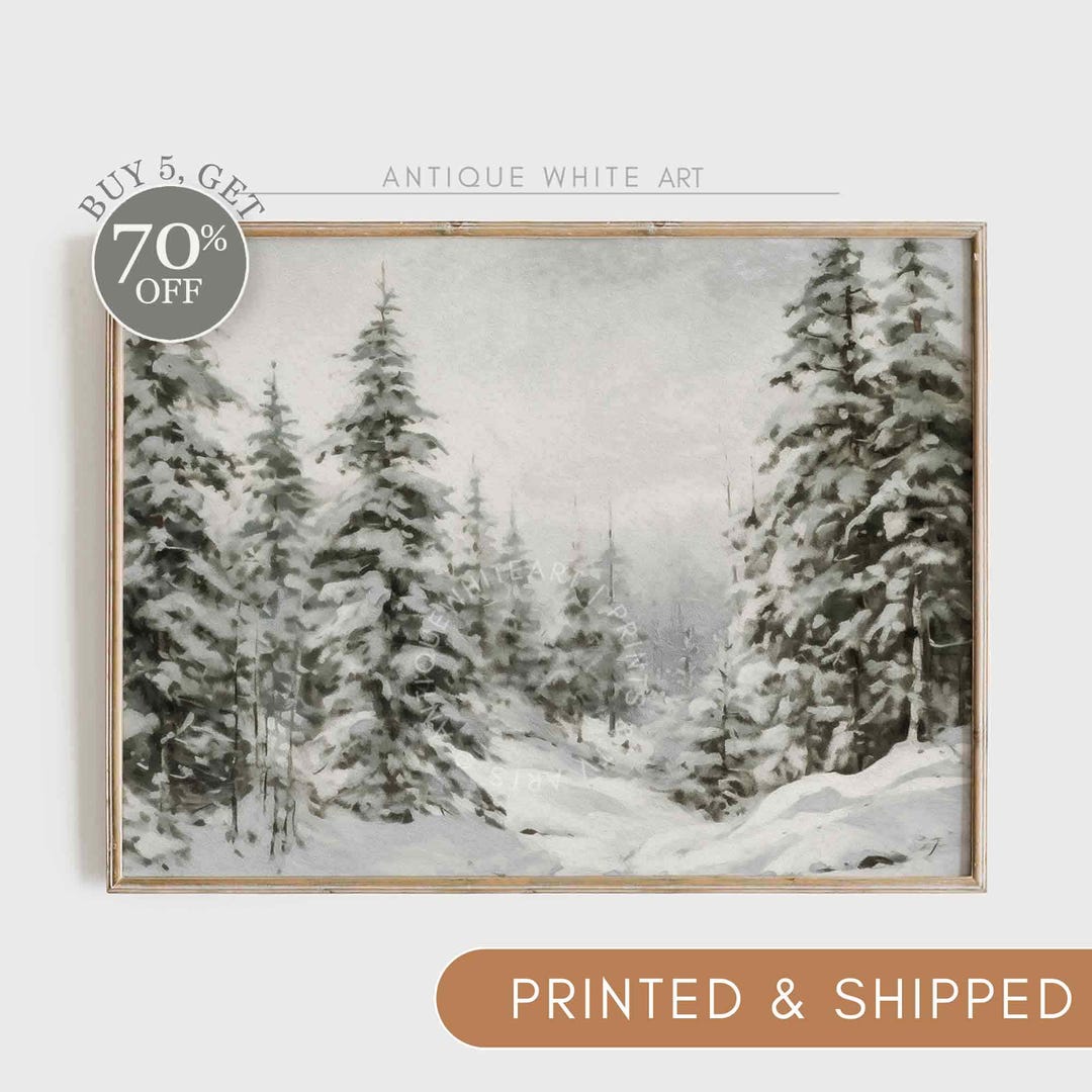 Winter Landscape Canvas Print, Christmas Snowy Winter Wall Art ...